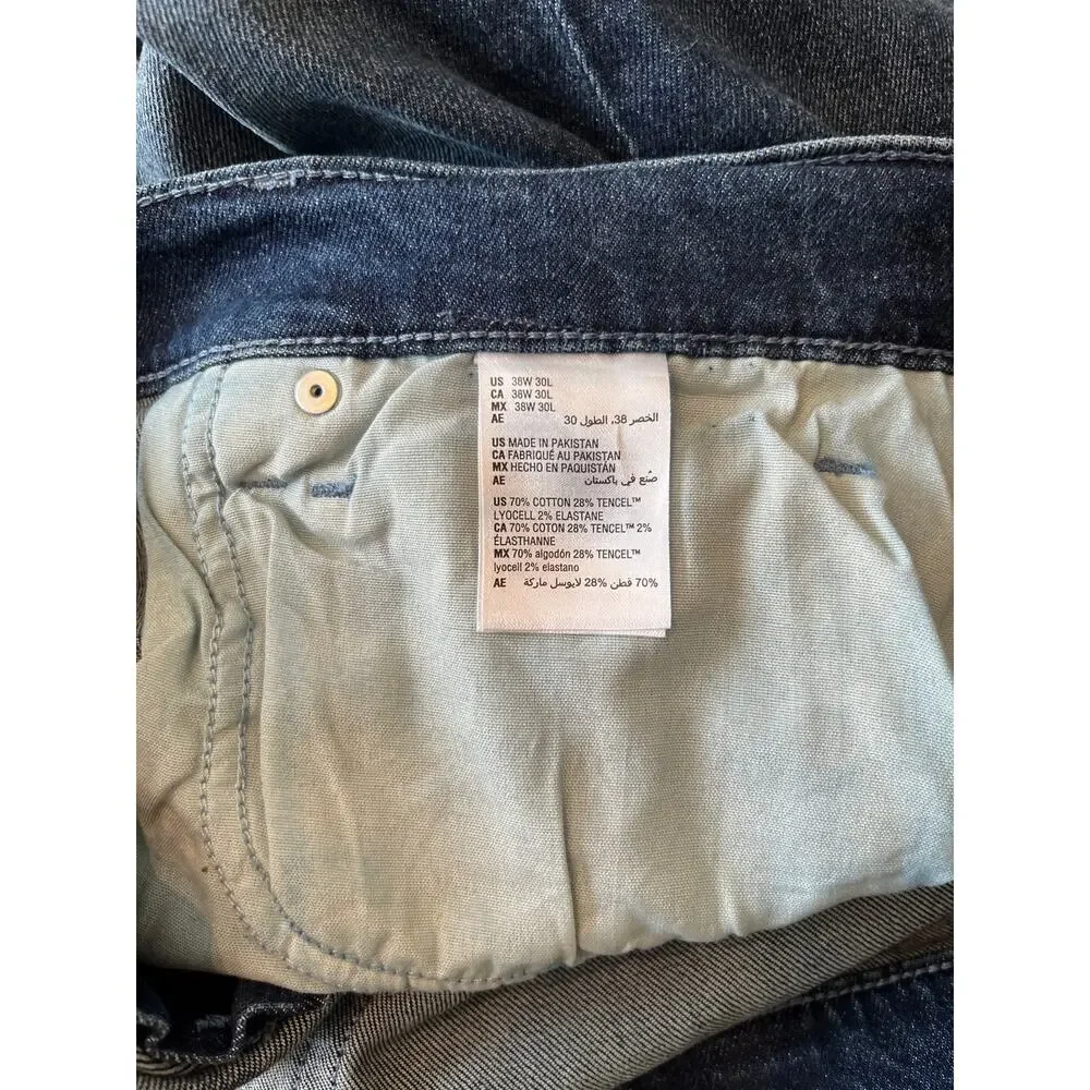 Mode Of One Mens 38x30 Jeans Slim Straight Leg Denim Medium‎ Wash Blue Stretch